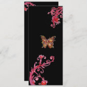 Invitation GOLD BUTTERFLY, rouge vif noir (Devant / Derrière)