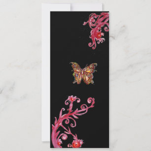 Invitation GOLD BUTTERFLY, rouge vif noir