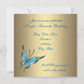 Invitation Gold Butterfly Sweet 16e fête d'anniversaire (Dos)
