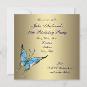 Invitation Gold Butterfly Womans 50e fête d'anniversaire (Dos)