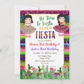 Invitation Gold Cactus Twins Girl Anniversaire Fiesta (Devant)