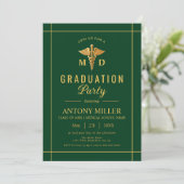 Invitation Gold caduceus Classe De graduation verte 2025 (Debout devant)