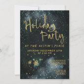 Invitation Gold Calligraphie Hiver Nuit Fête (Devant)