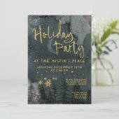 Invitation Gold Calligraphie Winter Woodland Fête (Debout devant)