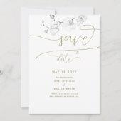 Invitation Gold Calligraphy Chic Orchid Wedding Enregistrer l (Devant)