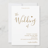 Invitation Gold Calligraphy Code de coeur Script QR Mariage (Devant)