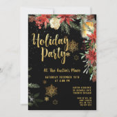 Invitation Gold Calligraphy Floral Green Party (Devant)
