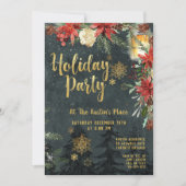Invitation Gold Calligraphy Floral Green Party (Devant)