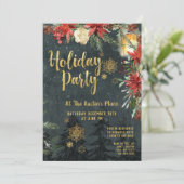 Invitation Gold Calligraphy Floral Green Party (Debout devant)