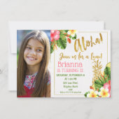 Invitation Gold Calligraphy Luau Photo Anniversaire Invitatio (Devant)