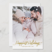 Invitation Gold Calligraphy Photo Joyeuses Fêtes Noël (Devant)