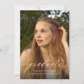 Invitation Gold Calligraphy Script Graduation Photo Invitatia (Devant)