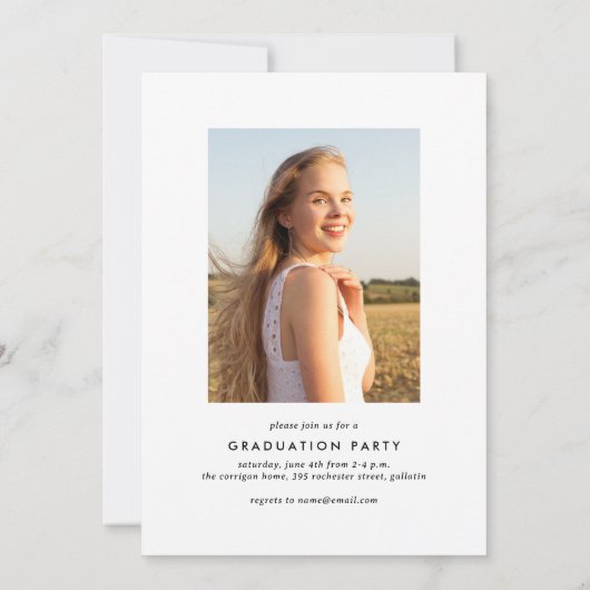Invitation Gold Calligraphy Script Graduation Photo Invitatia (Dos)