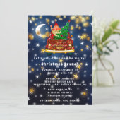 Invitation Gold Car Joyeux Noël Brunch Diner Père Noël Navy (Debout devant)