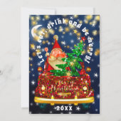 Invitation Gold Car Joyeux Noël Brunch Diner Père Noël Navy (Dos)