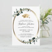 Invitation Gold Casquette et Tassel Eucalyptus Graduation Par (Debout devant)