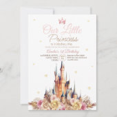 Invitation Gold Castle Elégante Petite Princesse Anniversaire (Devant)