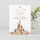 Invitation Gold Castle Elégante Petite Princesse Anniversaire (Debout devant)