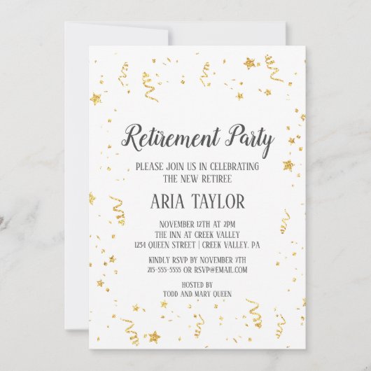 Invitation Gold Celebration Retirement Party (Devant)