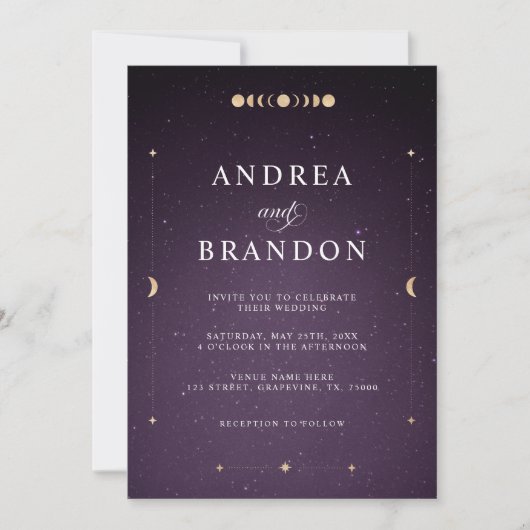 Invitation Gold Celestial Universe violet tout en un seul Mar (Devant)
