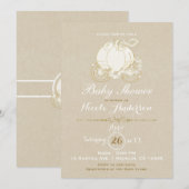 Invitation Gold Cendrillon Carrier Kraft Baby shower moderne (Devant / Derrière)