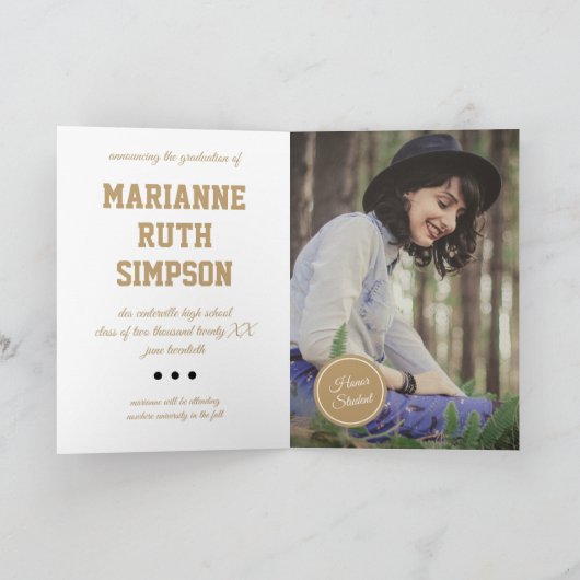 Invitation Gold Cercles Photo Graduation (Intérieur)