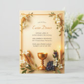 Invitation Gold Chalice Traditionnel Catholique Dîner de Pâqu (Debout devant)