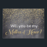 Invitation Gold & Chalkboard Serez-vous mon maître d'honneur<br><div class="desc">Quelle meilleure façon de demander à vos copines d'être votre chef d'honneur ? parties scintillant d'or, confettis/points de part et d'autre avec police de craie avec un arrière - plan en damier. Le front dit : "Serez-vous mon chef d'honneur ?" Le dos a le nom et "ça veut dire le...</div>