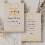Invitation Gold Champagne 70th Birthday Enregistrer la date D<br><div class="desc">Elégant design "70th Birthday Party" avec faux confettis de parties scintillant & détails texte. Facile à utiliser et facile à personnaliser. Commandez aujourd'hui !</div>