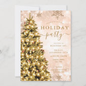 Invitation Gold Champagne Arbre de Noël Société Holiday (Devant)