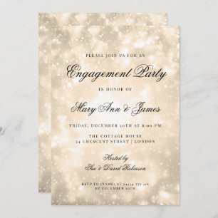 Invitation Gold Champagne Bokeh Elegant Engagement Party