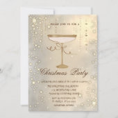 Invitation Gold Champagne Glass Sparkle Confetti Party (Devant)