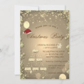 Invitation Gold Champagne Glass Tree Stars Compagnie de Noël (Devant)