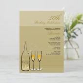 Invitation Gold Champagne Milestone Anniversaire Fête Invitat (Debout devant)