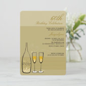 Invitation Gold Champagne Milestone Chic Birthday Party (Debout devant)