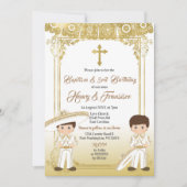 Invitation Gold Charro Mexicain Twin Baptême et troisième ann (Devant)