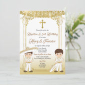 Invitation Gold Charro Mexicain Twin Baptême et troisième ann (Debout devant)