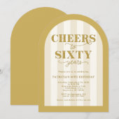 Invitation Gold Cheers to 60 Years 60th Birthday (Devant / Derrière)