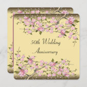 Invitation Gold Cherry Blossom 50e anniversaire (Devant / Derrière)