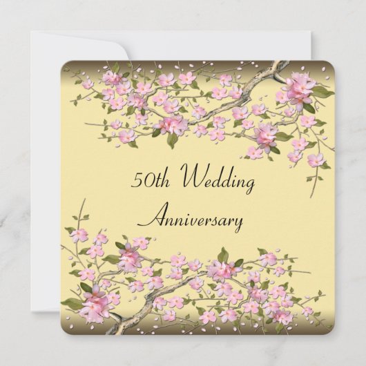 Invitation Gold Cherry Blossom 50e anniversaire (Devant)