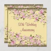 Invitation Gold Cherry Blossom 50e anniversaire (Devant / Derrière)