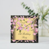Invitation Gold Cherry Blossom femmes 50e fête d'anniversaire (Debout devant)