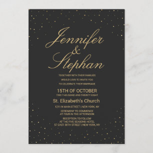 Invitation Gold chic et moderne sur un Mariage noir