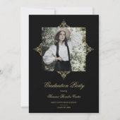 Invitation Gold Chic Lace Romantic Photo Graduation Party (Devant)