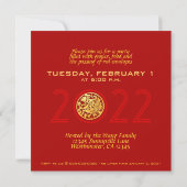 Invitation Gold Chine papier découpé Tiger Année Choisir la c (Dos)