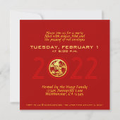 Invitation Gold Chinois Tiger coupé en papier Année Choisisse (Dos)