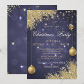 Invitation Gold Christmas Balls Branches Christmas Company (Devant / Derrière)