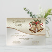 Invitation Gold Christmas Bells Party (Debout devant)