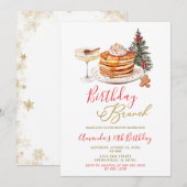 Invitation Gold Christmas Pancakes Minimal Birthday Brunch (Devant / Derrière)