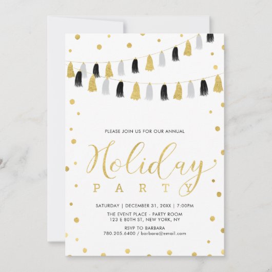 Invitation Gold Christmas Party, Corporate Holiday Party (Devant)